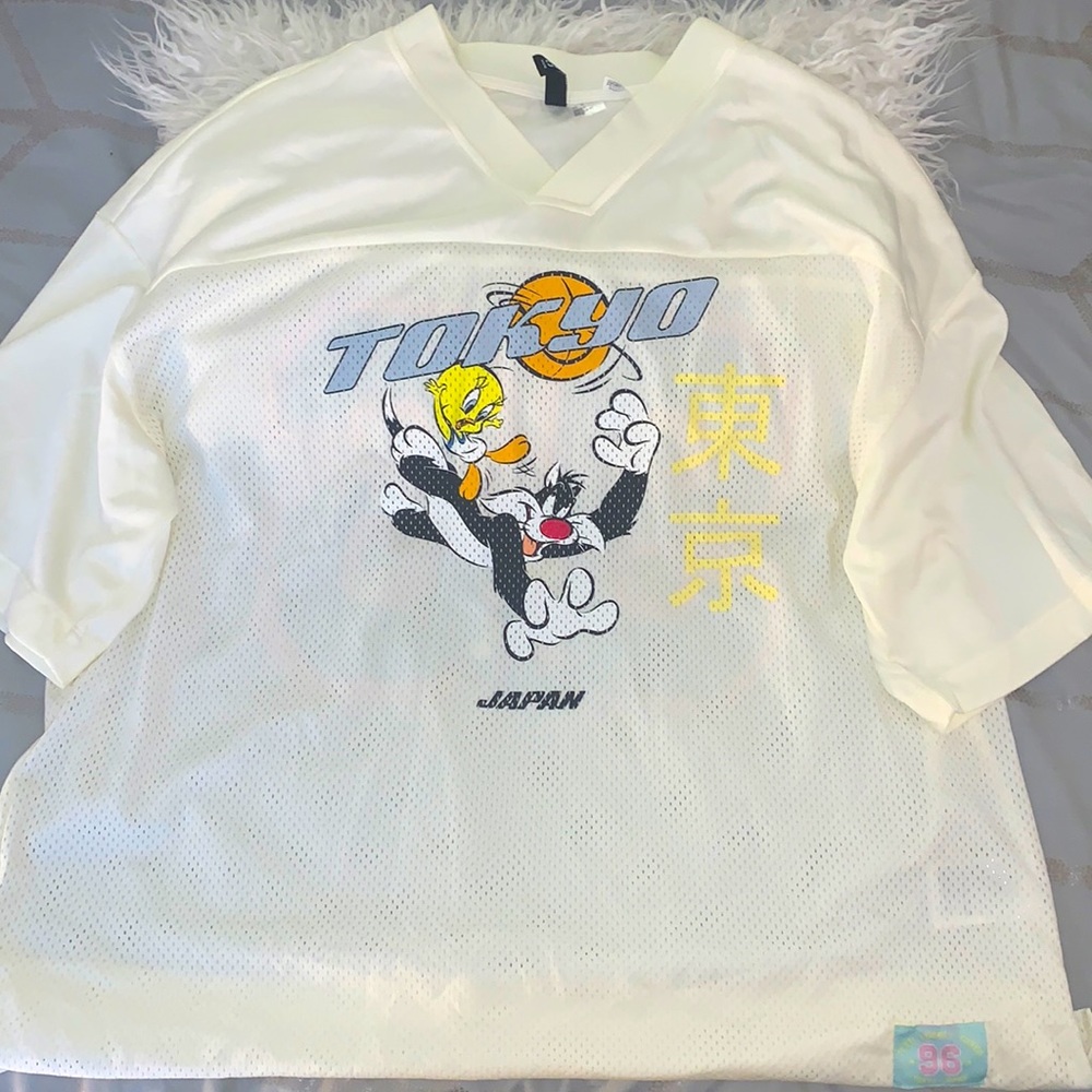 Oversized Tweety Bird Jersey Type Shirt